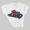 White and Midnight Navy 6s DopeSkill Women's Crop Top Rare Breed Type Graphic