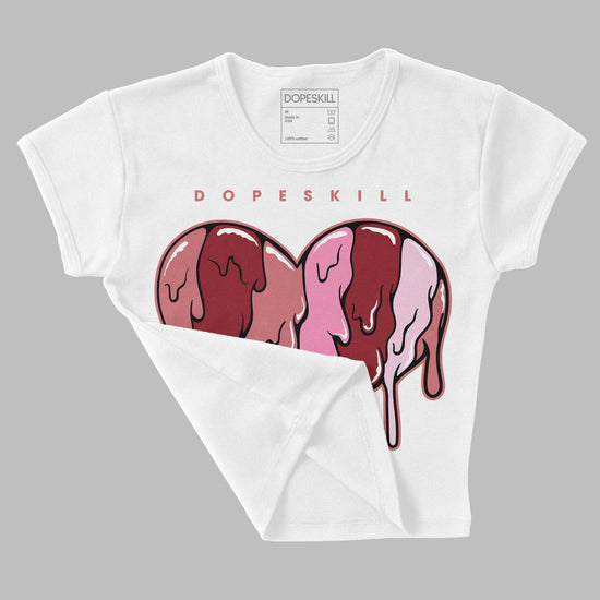 Valentine's Day Collection DopeSkill Women's Crop Top Slime Drip Heart Graphic Streetwear - White 