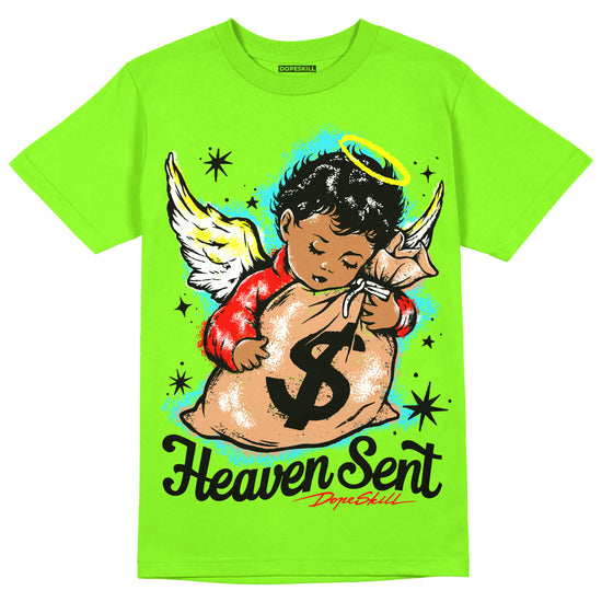 Neon Green Sneakers DopeSkill Neon Green T-Shirt Heaven Sent Graphic Streetwear