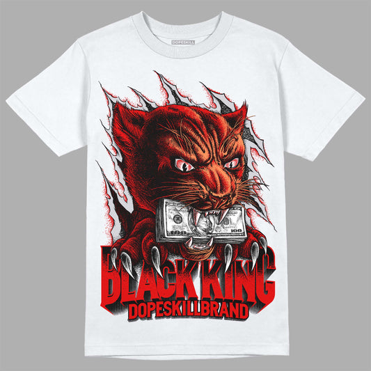 Jordan 4 Retro Red Cement DopeSkill T-Shirt Black King Graphic Streetwear - White 