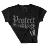 Wet Cement 4s DopeSkill Women's Crop Top Protect Me From Evil Graphic