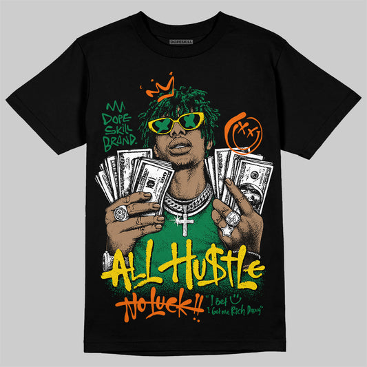 Green Sneakers DopeSkill T-Shirt All Hustle No Luck Graphic Streetwear - Black