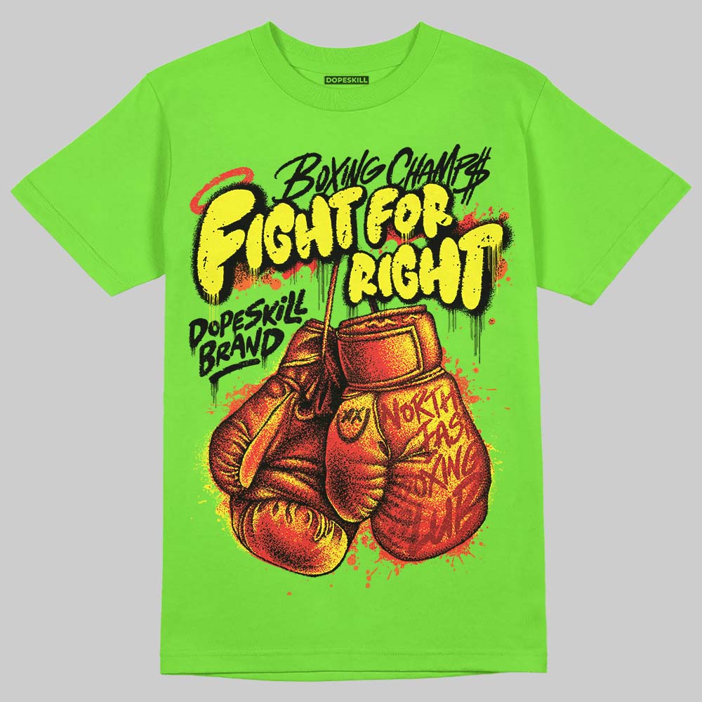 Neon Green Sneakers DopeSkill T-Shirt Fight For Right Graphic Streetwear - Lime
