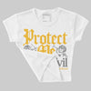 9060 Varsity Gold DopeSkill Women's Crop Top Protect Me From Evil Graphic