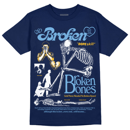 Jordan 1 High OG “First in Flight” DopeSkill Navy T-shirt Broken Bones Graphic Streetwear