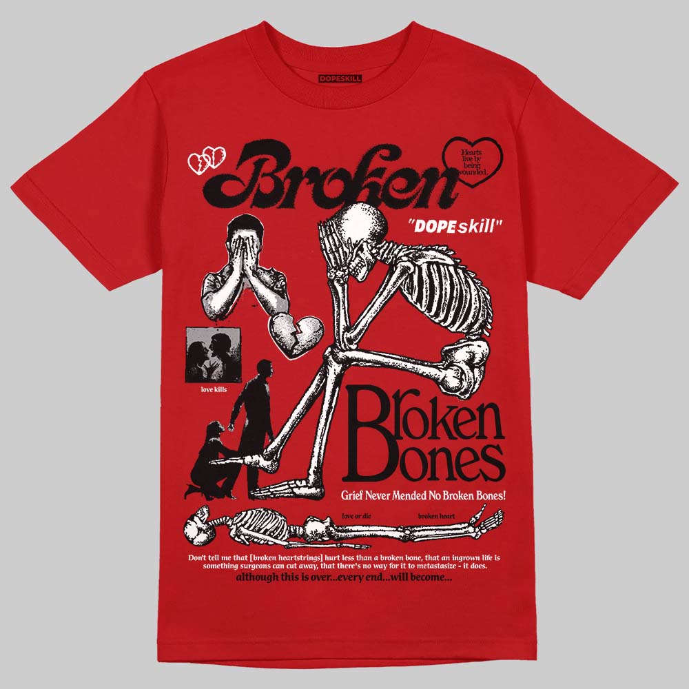 Jordan 4 Retro Toro Bravo DopeSkill T-Shirt Broken Bones Graphic Streetwear - Red