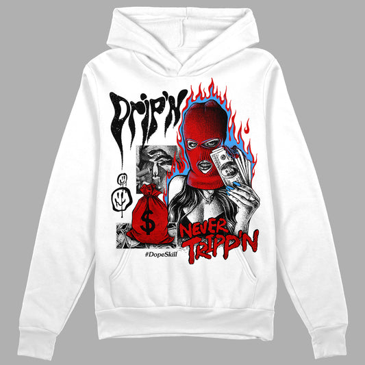 Jordan 1 Retro Low "Black Toe" DopeSkill Hoodie Sweatshirt Drip'n Never Tripp'n Graphic Streetwear - White