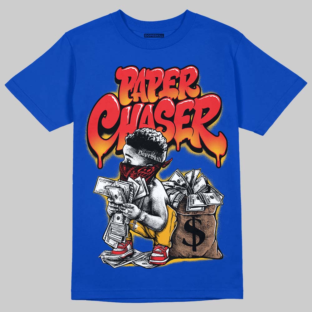Royal Blue Sneakers DopeSkill T-Shirt Paper Chaser Boy Graphic Streetwear - Royal 