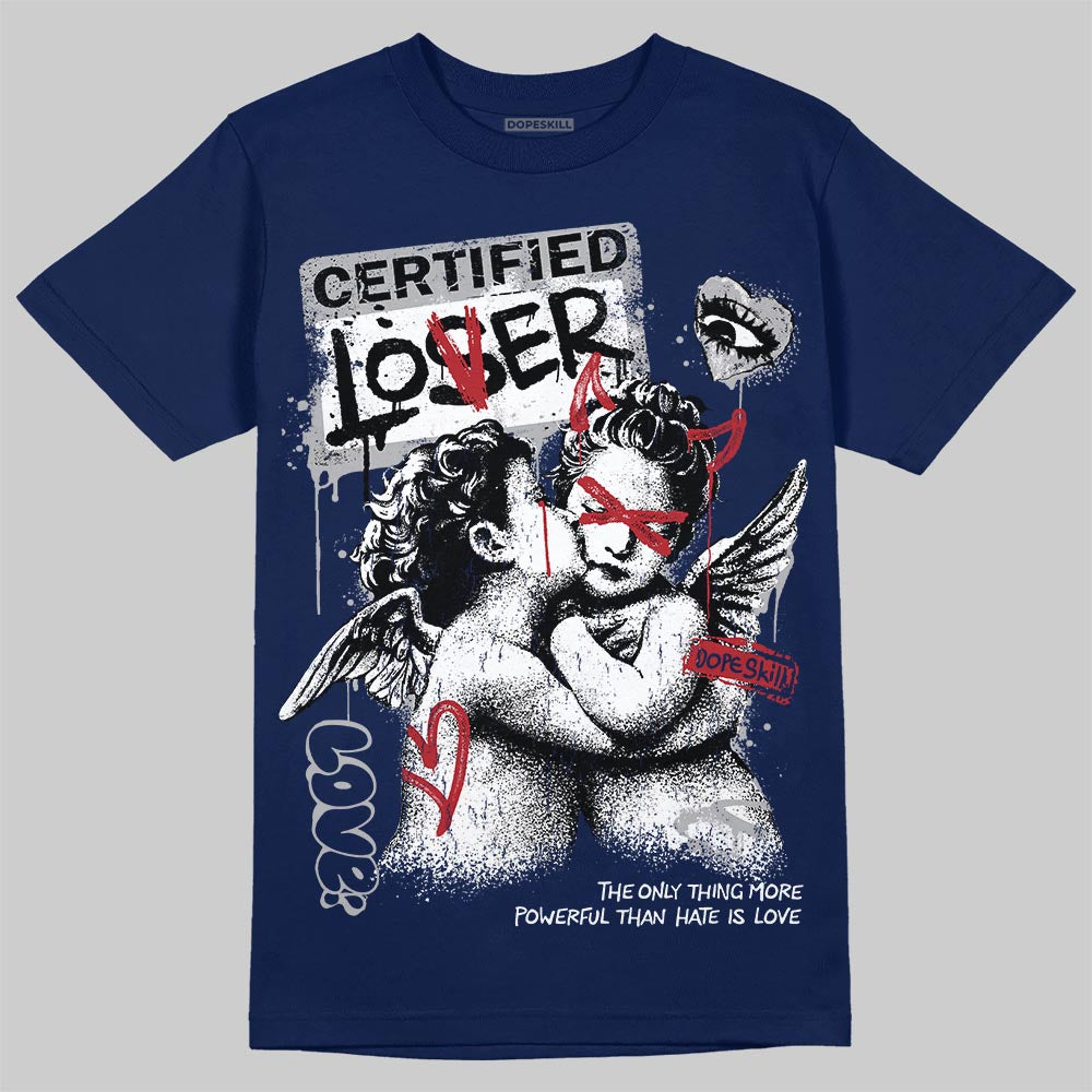 Jordan 12 French Blue DopeSkill T-Shirt Certified Lover Graphic Streetwear - navy