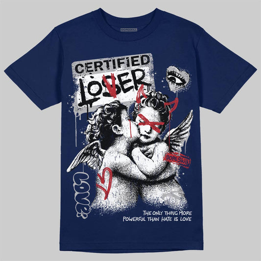 Jordan 12 French Blue DopeSkill T-Shirt Certified Lover Graphic Streetwear - navy