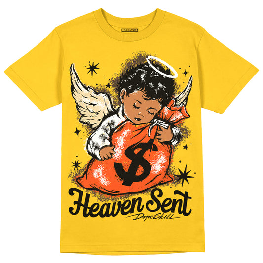 Jordan 4 Retro “Vivid Sulfur” DopeSkill Yellow T-shirt Heaven Sent Graphic Streetwear 