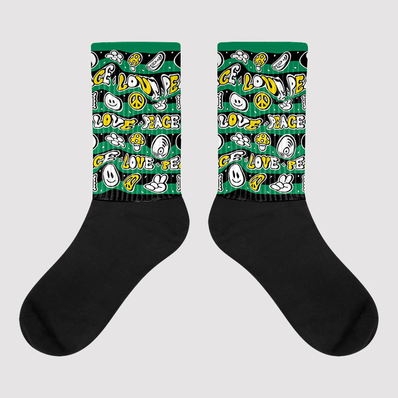 Jordan 5 “Lucky Green” DopeSkill Sublimated Socks Love Graphic Streetwear