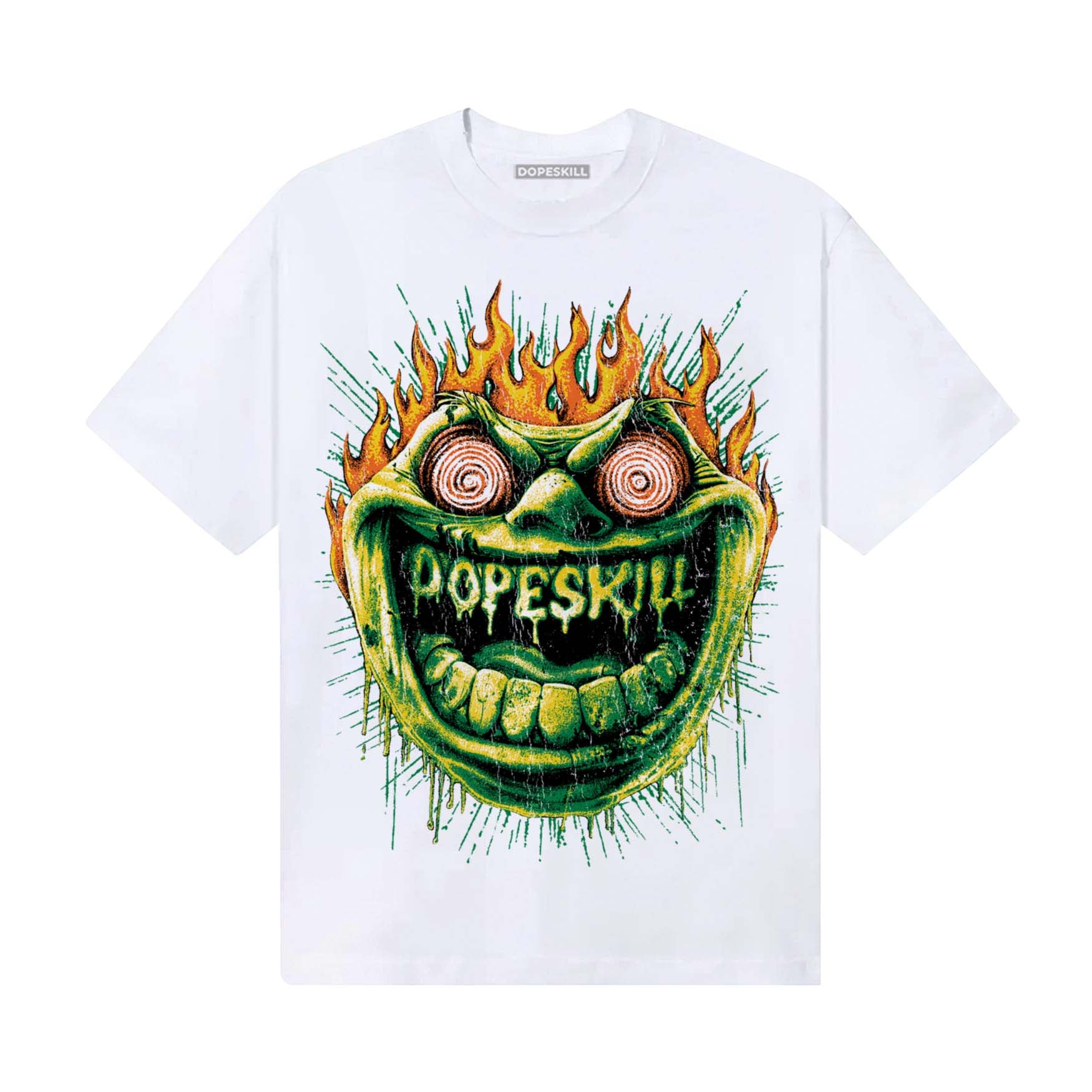 Green Sneakers DopeSkill T-Shirt Hellfire Graphic Streetwear - White 
