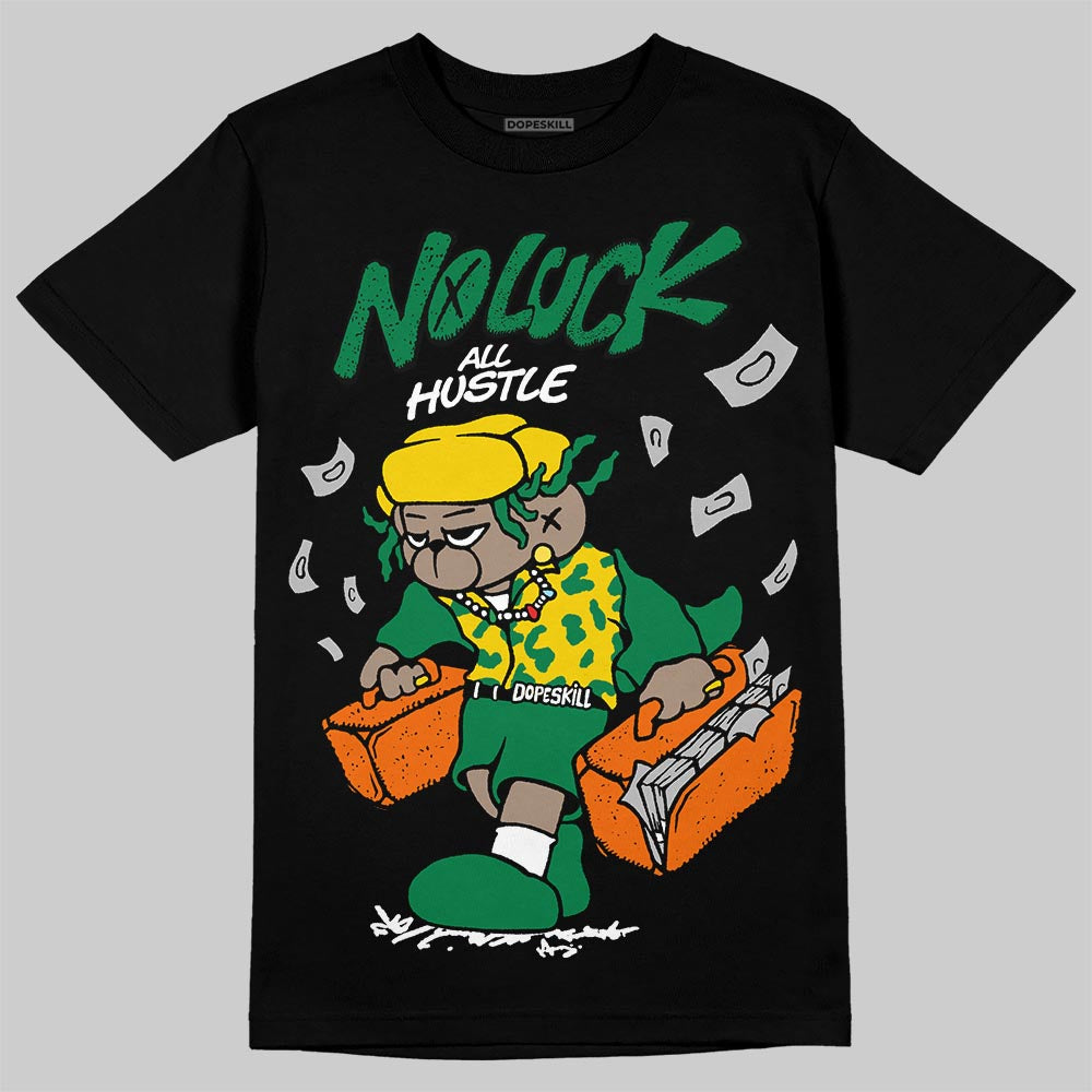 Green Sneakers DopeSkill T-Shirt No Luck, All Hustle Graphic Streetwear - Black
