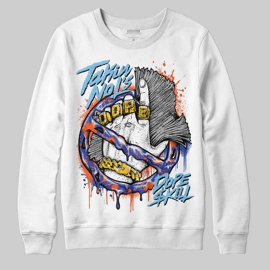 Dunk Low Futura Orange Blaze DopeSkill Sweatshirt Takin No L's Graphic Streetwear - White 