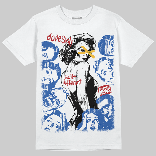 Fragment x UNION x Jordan 1 High OG “Varsity Red/Sport Royal” DopeSkill T-Shirt Built Different Graphic Streetwear - White