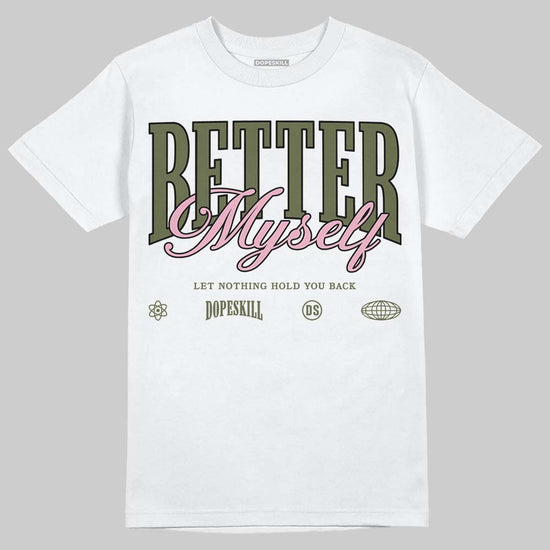 SB Dunk Low Pro x Arts-Rec Skateshop Rust Pink and Rough Green DopeSkill T-Shirt Better Myself Graphic Streetwear - White