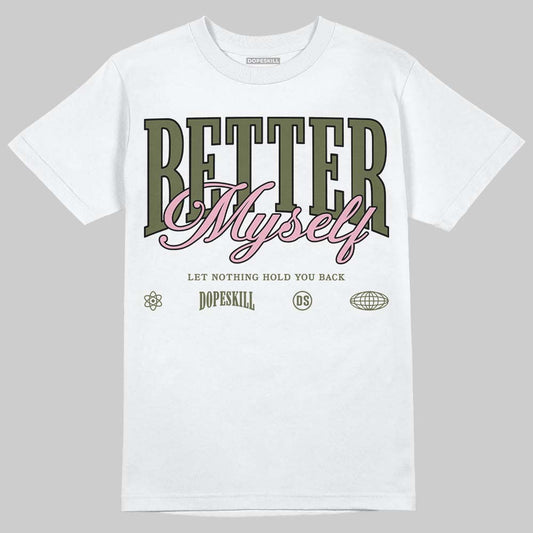SB Dunk Low Pro x Arts-Rec Skateshop Rust Pink and Rough Green DopeSkill T-Shirt Better Myself Graphic Streetwear - White