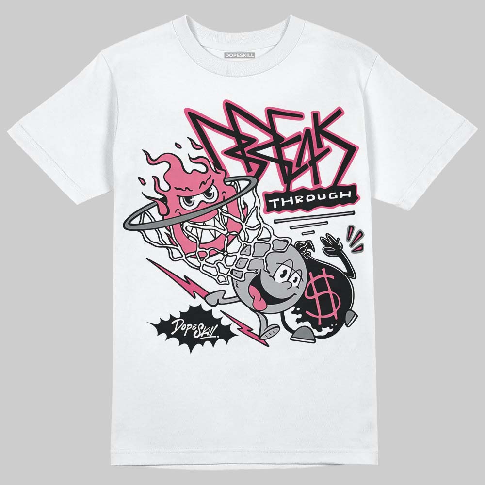 ASICS Gel Kayano 14 Pink Glo DopeSkill T-Shirt Break Through Graphic Streetwear - White 