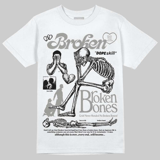Jordan 5 "White Metallic" DopeSkill T-Shirt Broken Bones Graphic Streetwear - White 
