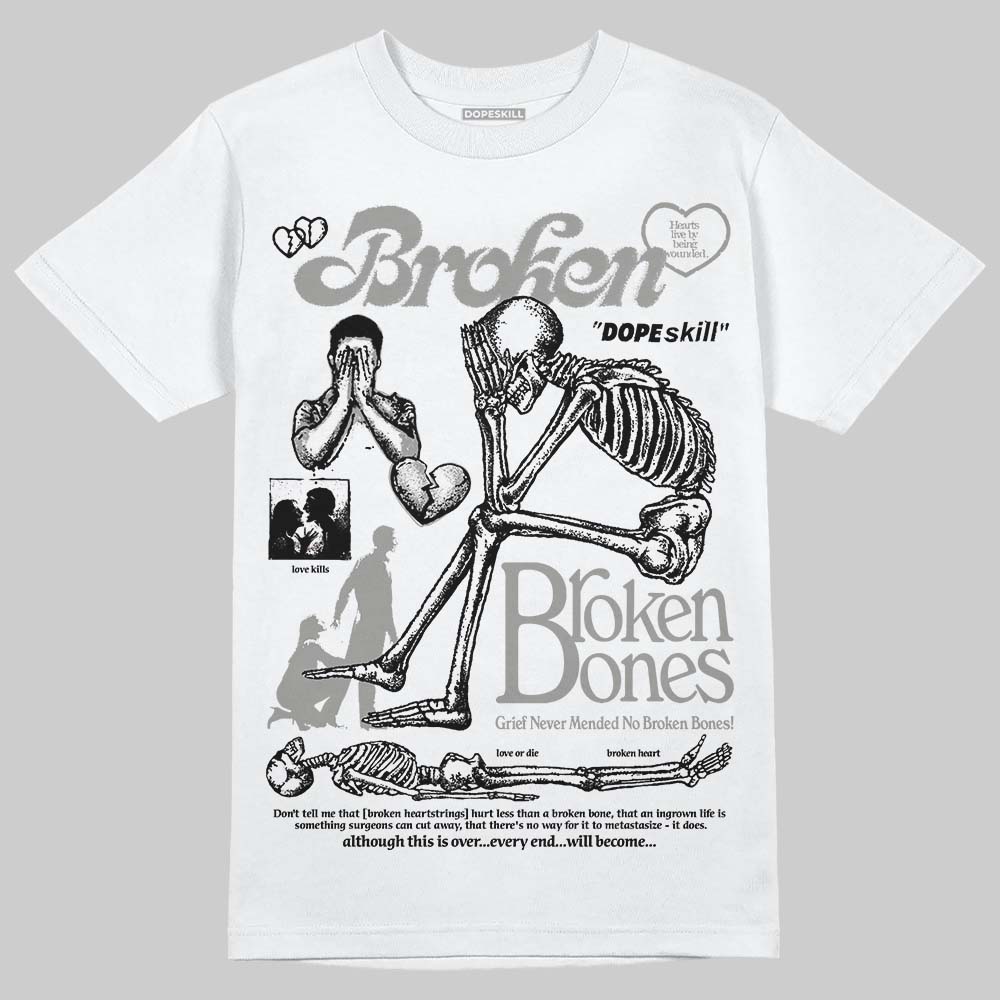 Jordan 5 "White Metallic" DopeSkill T-Shirt Broken Bones Graphic Streetwear - White 