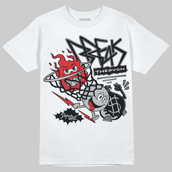 Jordan 12 Black Wolf Grey DopeSkill T-Shirt Break Through Graphic Streetwear - White 