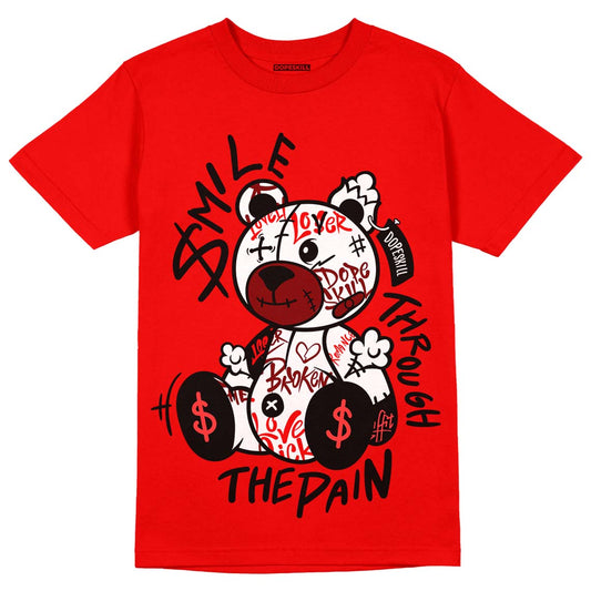 Jordan 9 Chile Red DopeSkill Chile Red T-shirt  Smile Through The Pain Graphic Streetwear 