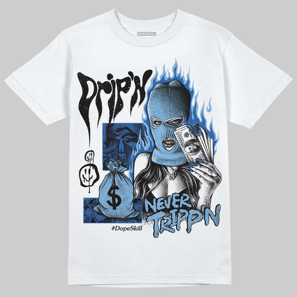 Air Foamposite One “International Blue” DopeSkill T-Shirt Drip'n Never Tripp'n Graphic Streetwear - White