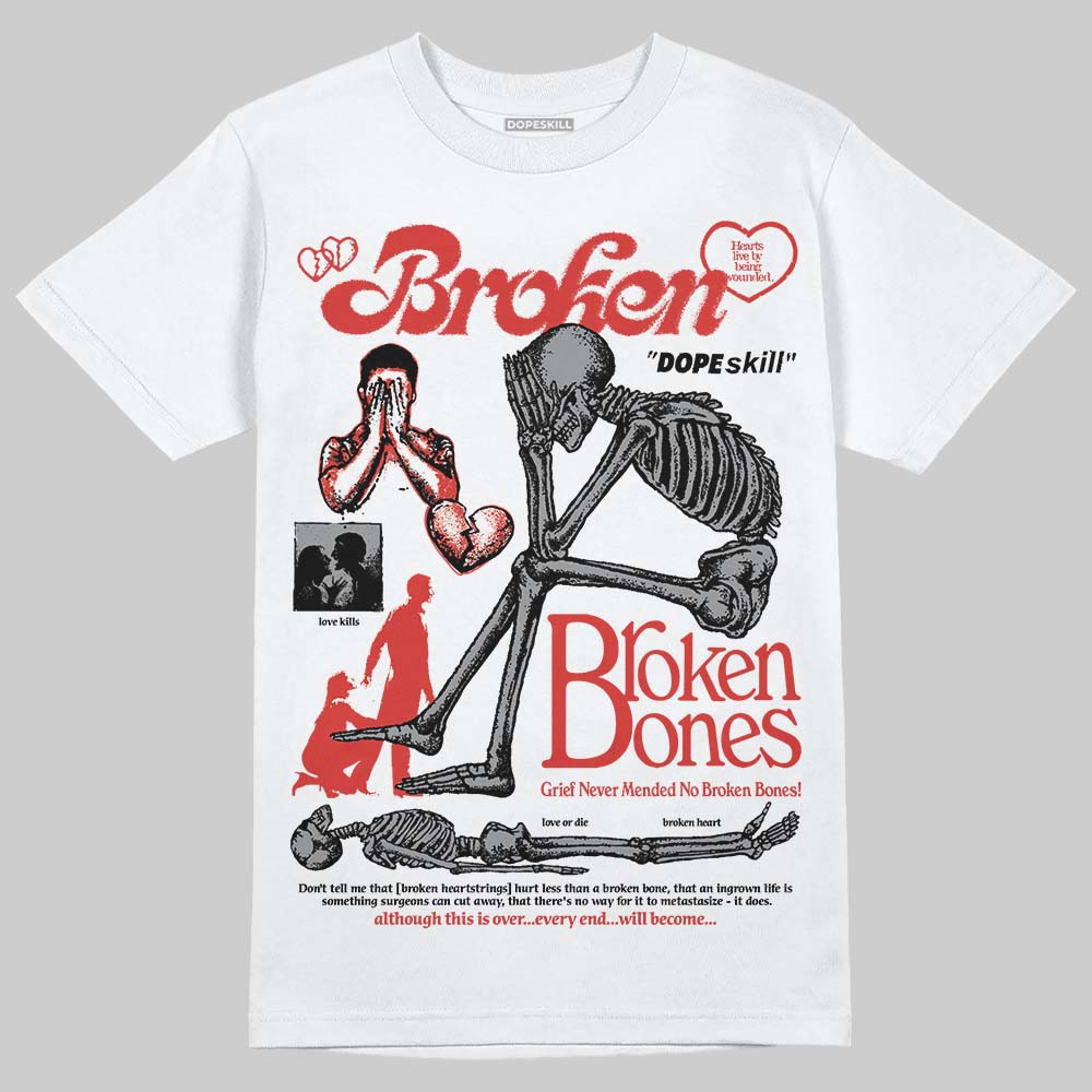 Jordan 4 Retro Toro Bravo DopeSkill T-Shirt Broken Bones Graphic Streetwear - White