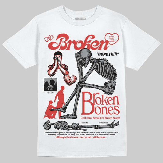 Jordan 4 Retro Toro Bravo DopeSkill T-Shirt Broken Bones Graphic Streetwear - White
