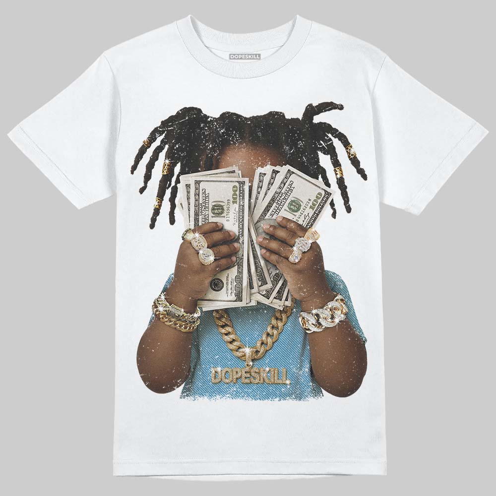 Jordan 4 Denim “Worn Blue” DopeSkill T-Shirt Rich Youth Graphic Streetwear - White 
