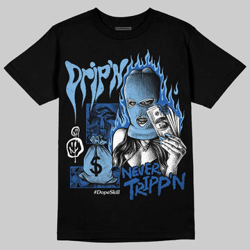 Air Foamposite One “International Blue” DopeSkill T-Shirt Drip'n Never Tripp'n Graphic Streetwear - Black