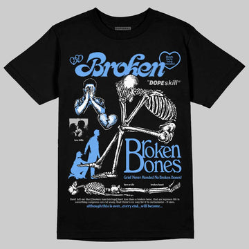 Jordan 5 Black University Blue DopeSkill T-Shirt Broken Bones Graphic Streetwear - black