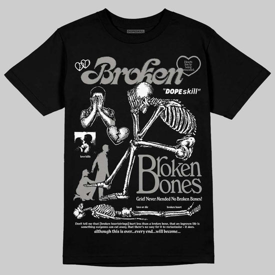 Jordan 5 "White Metallic" DopeSkill T-Shirt Broken Bones Graphic Streetwear - Black