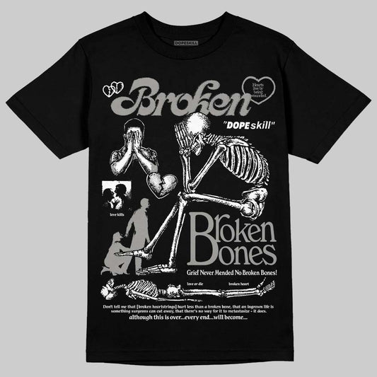 Jordan 5 "White Metallic" DopeSkill T-Shirt Broken Bones Graphic Streetwear - Black