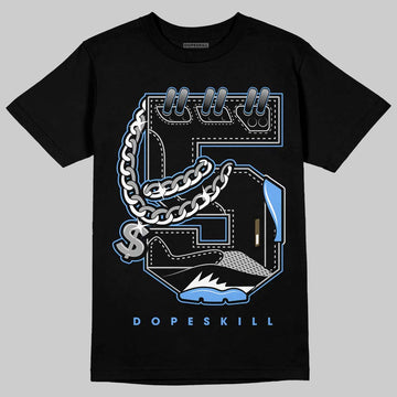 Jordan 5 Black University Blue DopeSkill T-Shirt No.5 Graphic Streetwear - Black