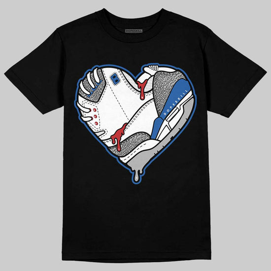 Jordan 3 "True Blue" DopeSkill T-Shirt Heart Jordan 3 Graphic Streetwear - Black