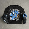 Black University Blue 5s DopeSkill Long Sleeve T-Shirt Out Here Being Cute Graphic