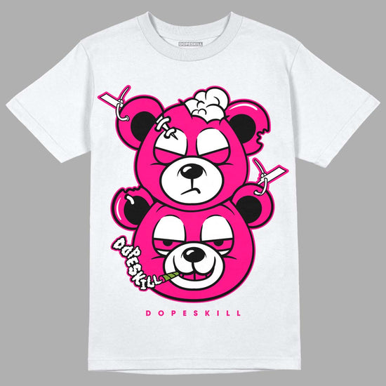 Jordan 1 Low GS “Fierce Pink” Dopeskill T-Shirt New Double Bear Graphic Streetwear - White