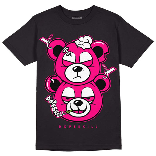 Jordan 1 Low GS “Fierce Pink” Dopeskill T-Shirt New Double Bear Graphic Streetwear - Black