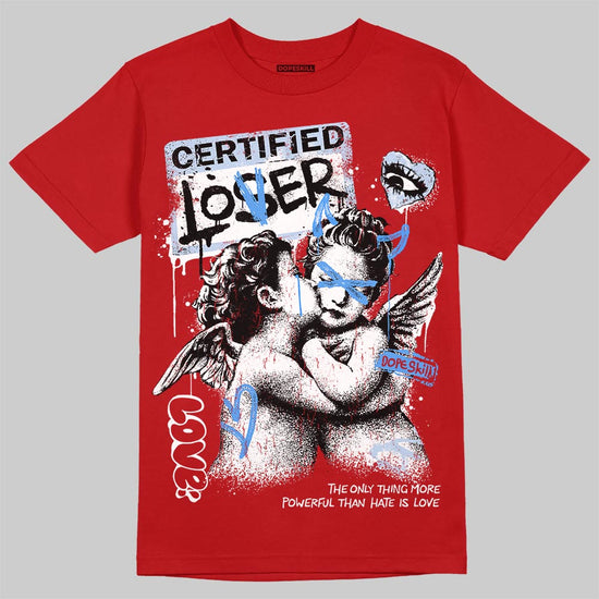 Jordan 5 Fire Red Black Tongue DopeSkill T-Shirt Certified Lover Graphic Streetwear - Red