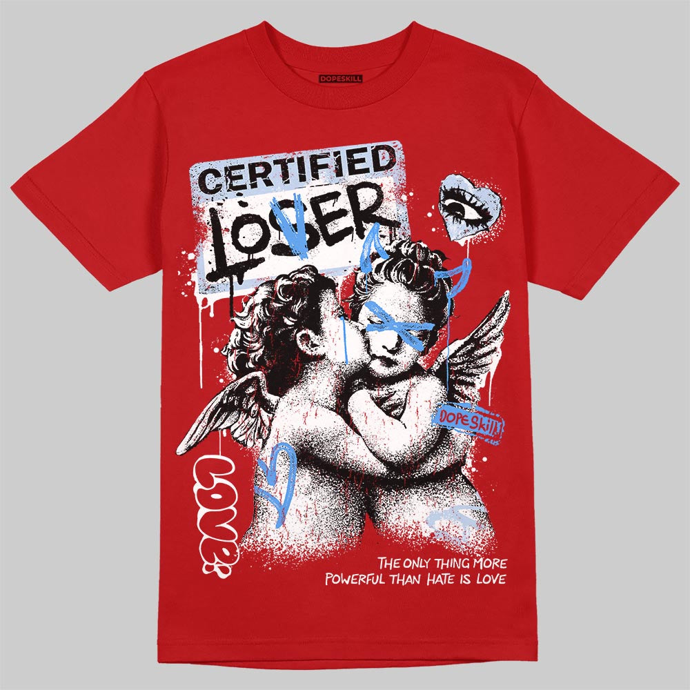 Jordan 5 Fire Red Black Tongue DopeSkill T-Shirt Certified Lover Graphic Streetwear - Red