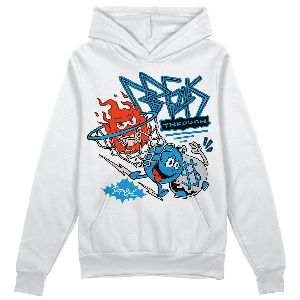 Jordan 4 Retro Military Blue DopeSkill Hoodie Sweatshirt Break Through Graphic Streetwear - White