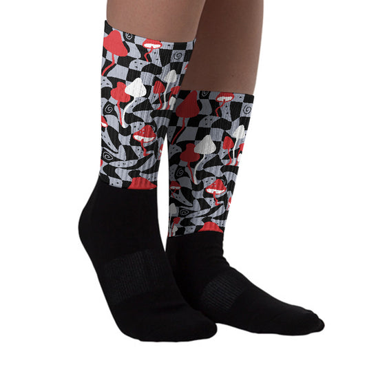 Bred Reimagined 4s DopeSkill Sublimated Socks Mushroom Graphic