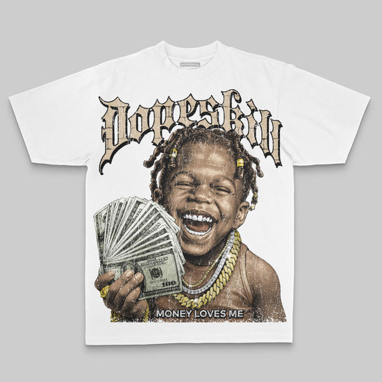 Brown Oversize Print Money Loves Me DopeSkill Graphic Premium T-shirt Streetwear - White