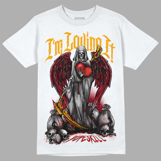 Jordan 7 Retro Cardinal DopeSkill T-Shirt New I'm Loving It Graphic Streetwear - White