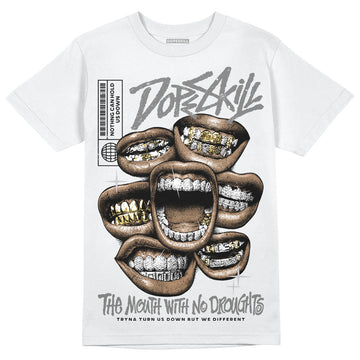 Grey Sneakers DopeSkill T-Shirt The Mouth With No Droughts Graphic Streetwear - White 