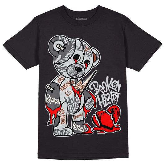 Jordan 1 Retro Low OG Black Cement DopeSkill T-Shirt Broken Heart Graphic Streetwear - Black