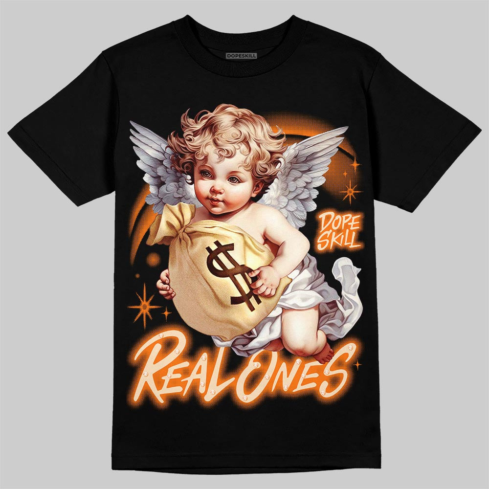 Jordan 3 Orange Citrus DopeSkill T-Shirt Real Ones Angel Graphic Streetwear - Black