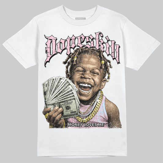 Jordan 4 Retro Valentine's Day (2026) (GS) DopeSkill T-Shirt Money Loves Me Graphic Streetwear - White 